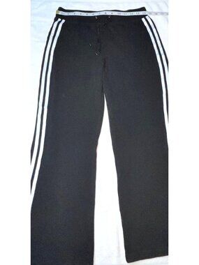 Black GW Sport Track Pants With White Stripes Large Flare Leg